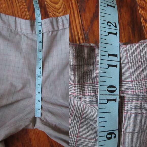 Vintage Gray Plaid Pull-On Elastic Waist Pants Size L Petite Slacks Bootcut Work - Picture 15 of 17